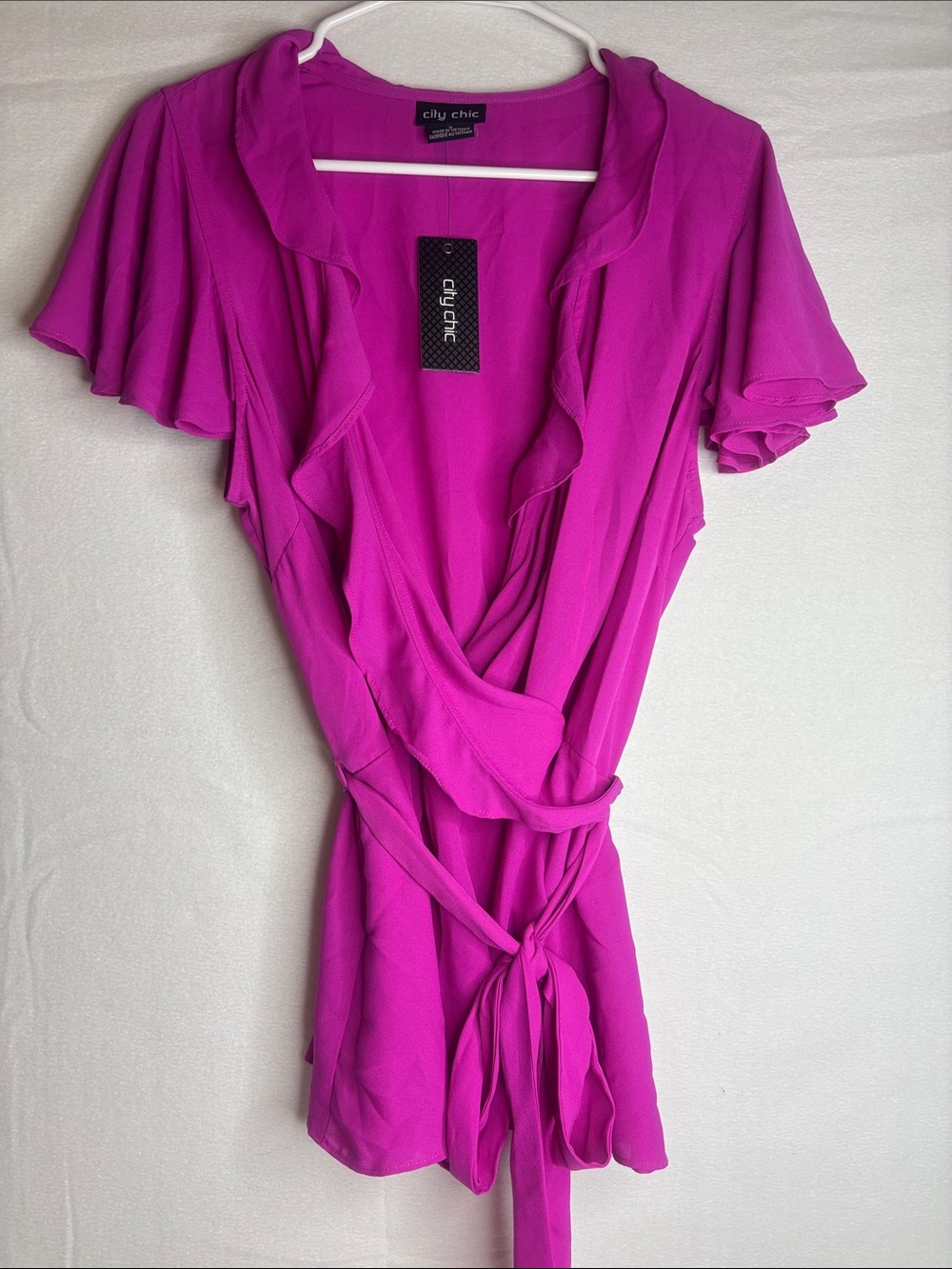 City Chic Magenta Ruffle Wrap Blouse